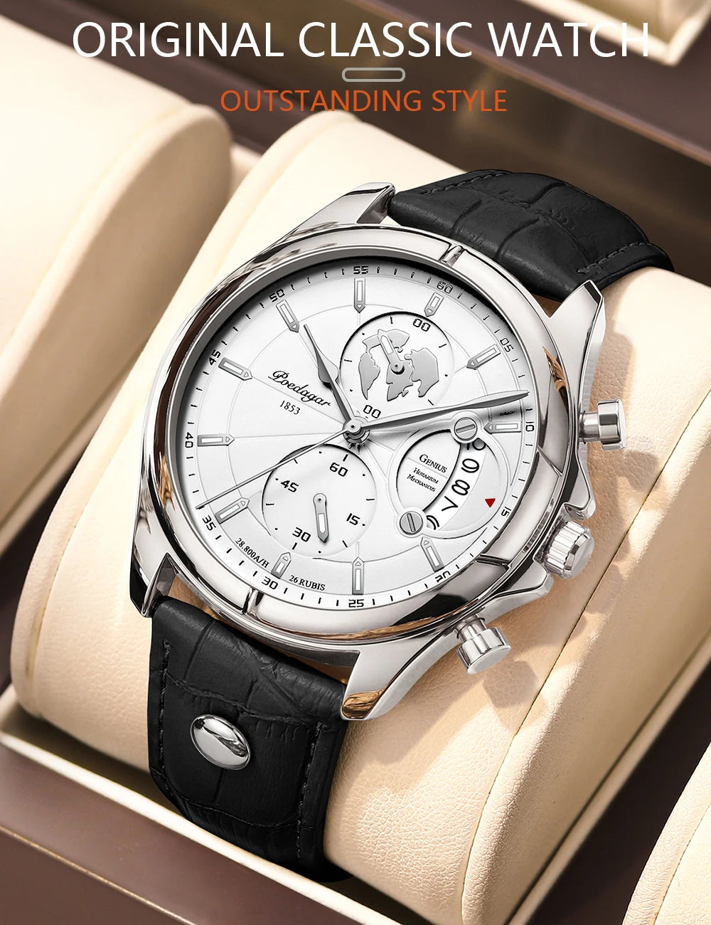 POEDAGAR Luxury Man Wristwatch Chronograph Date Waterproof Leather Men Watch Casual Quartz Men's Watches Sports Male Clock Reloj