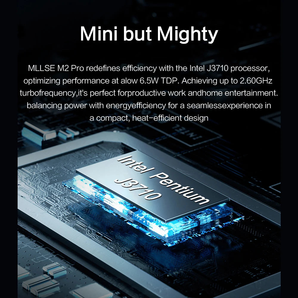 Mini PC MLLSE M2 Pro, processor Intel J3710, 8 GB RAM, ROM Go, Wi-Fi 5, BT 4.2, Windows 10 miniature desk computer