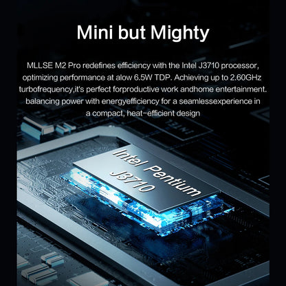 Mini PC MLLSE M2 Pro, processor Intel J3710, 8 GB RAM, ROM Go, Wi-Fi 5, BT 4.2, Windows 10 miniature desk computer