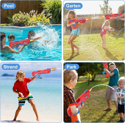 330ML Automatic Electric Water Gun Toy 2 Rechargeable Batteries Light Sound Effects Portable Summer Water Toy For Kids Adults Backyard Beach Pool Outdoor Party Game