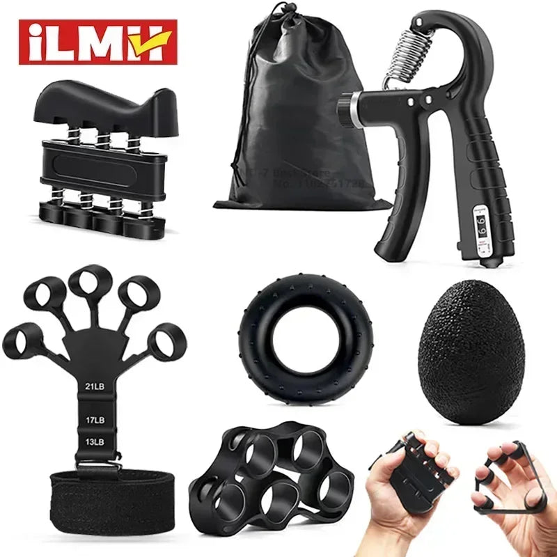 iLMH 5-60Kg Adjustable Grip Strength Trainer with Finger Exerciser Hand Grip Strengthener for Muscle Building and Injury Recover