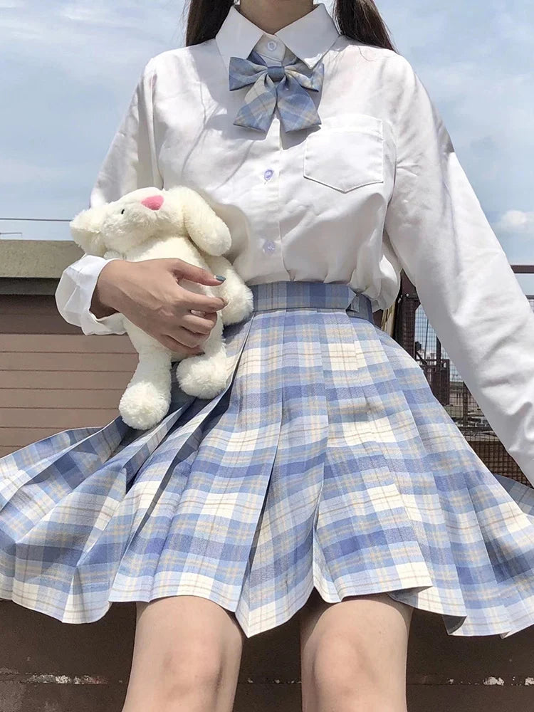 JMPRS Plaid Women Pleated Skirt Bow Knot Summer High Waist Preppy Girls Dance Mini Skirt Cute A Line Harajuku Sexy Japan Faldas