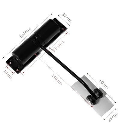 180 Degree Automatic Door Closer Metal Adjustable Heavy Duty Safety Spring Silence Durable Convert Hinged Door Interior Exterior