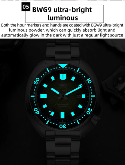 ADDIESDIVE Men Watch Sapphire Glass AR Coated Quartz Watches Luminous 200m Waterproof Turtle Diver Watch Reloj Hombre AD2511