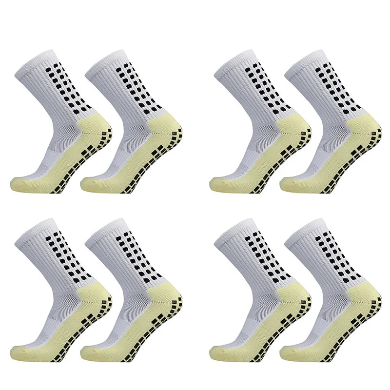 1/4 Pairs Anti-slip Soccer Women Men Outdoor Sport Grip Football Yoga Socks