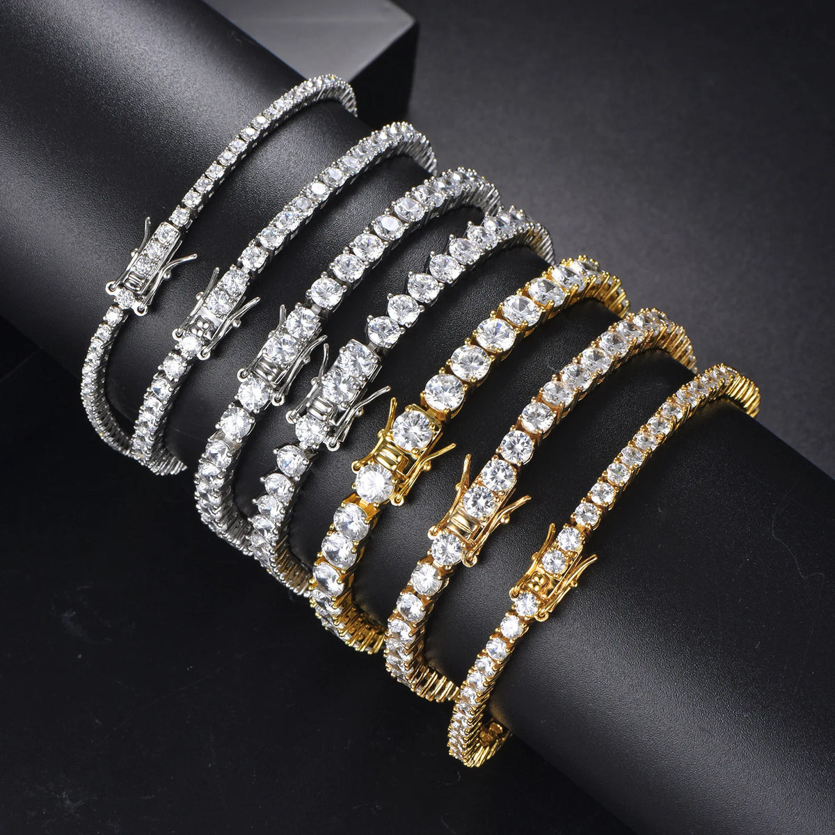100% S925 Sterling Silver 2-6mm Real Moissanite Tennis Bracelet for Women Wedding Jewelry Christmas Exquisite Gift