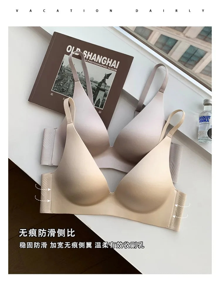 Satin Bralette Slip for Small Bust Women Seamless One Piece Wireless Support Anti Sagging Comfort Everyday S-XL MOYISU Sexy AB