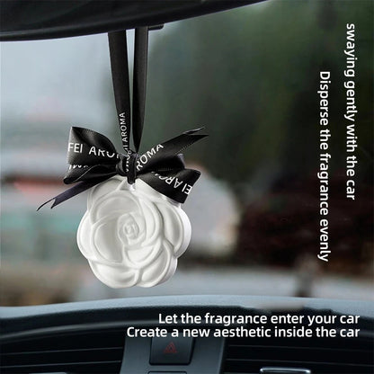 Car Hanging Air Freshener Beautiful White Flower Perfume for Car Styling Aroma Fresh Air Purifier Interior Decorations Ornament