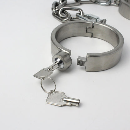 Heavy Duty Stainless Steel Handcuffs Ankle Cuffs Neck Collar Press Lock BDSM Restraints Bondage Adult Games Sex Toys for Couples