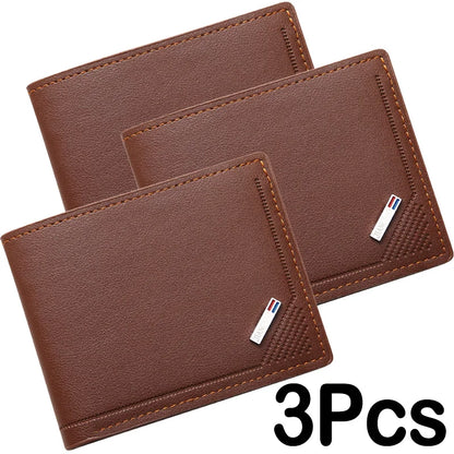 Men's Short Frosted Leather Wallet, Multi-Slot Coin Pocket Photo Holder Small Men's Wallet
