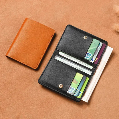 2025 Women's New Simplified Folding Button Small Wallet Soft Leather for Driver's License Male Student Card Bag