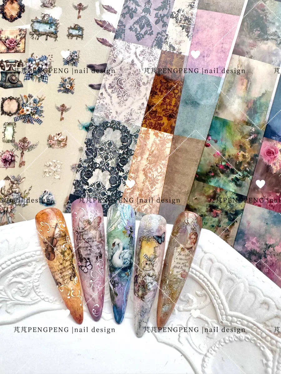 10Rolls Lacce Flower  Nail Foils Transfer Paper  Nail Art Stickers  Manicure Set Decal  Nails Decoration