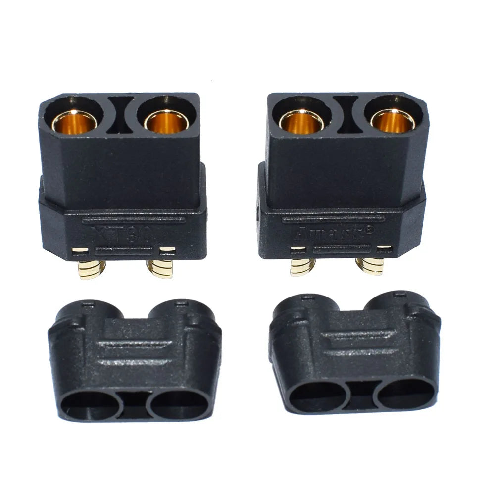 Amass XT90E-M Battery Connector XT90E Male Plug Gold-Plated Connector with PVC Protective Sleeve Dust Cap for RC Aircraft Drone