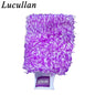 Lucullan Logo Premium Purple Microfiber Glove Super Absorbency Foam Stitch Inner Lining Car Wash Mitt