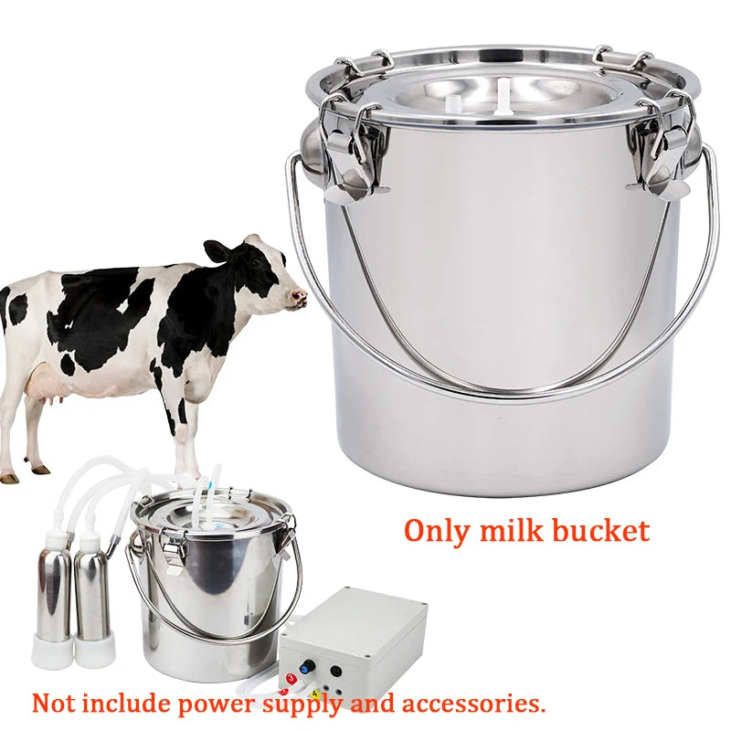 5/10L Stainless Steel Cow Milk Bucket Farm Cows Goats Vacuum Pump Bucket Pasture Cow Sheep Electric Milking Machine Accessories