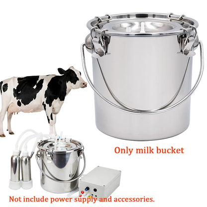 5/10L Stainless Steel Cow Milk Bucket Farm Cows Goats Vacuum Pump Bucket Pasture Cow Sheep Electric Milking Machine Accessories