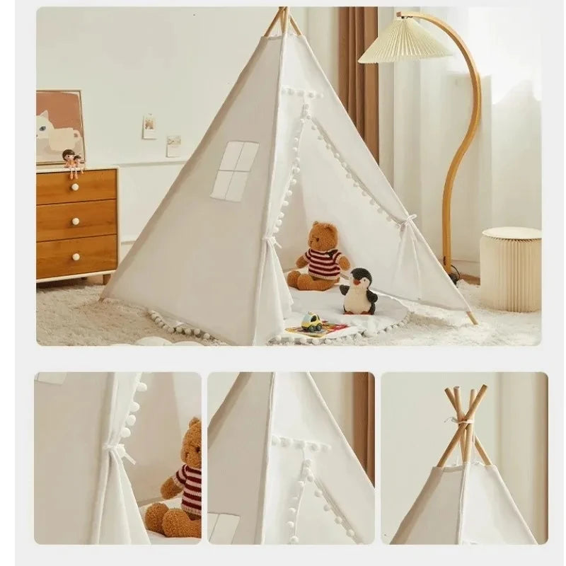 Portable Children Play Tent 1.6m/1.3m Indoor Play House Wigwam Child Tipi Teepee Toddler Ball Pit Castle Play Room for Girls