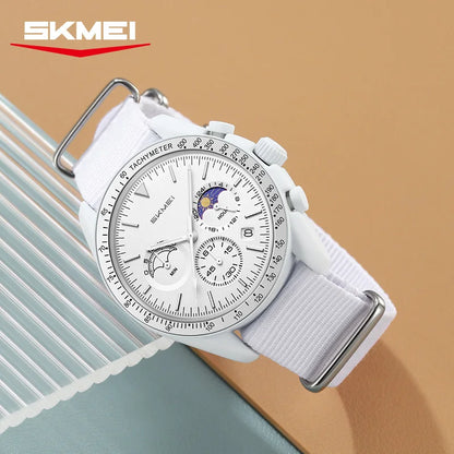 SKMEI 9392 Quartz Chronograph Watches Men Women Date 30M Waterproof Sport Wristwatch Fashion Nylon Strap Watch Gifts Reloj Mujer