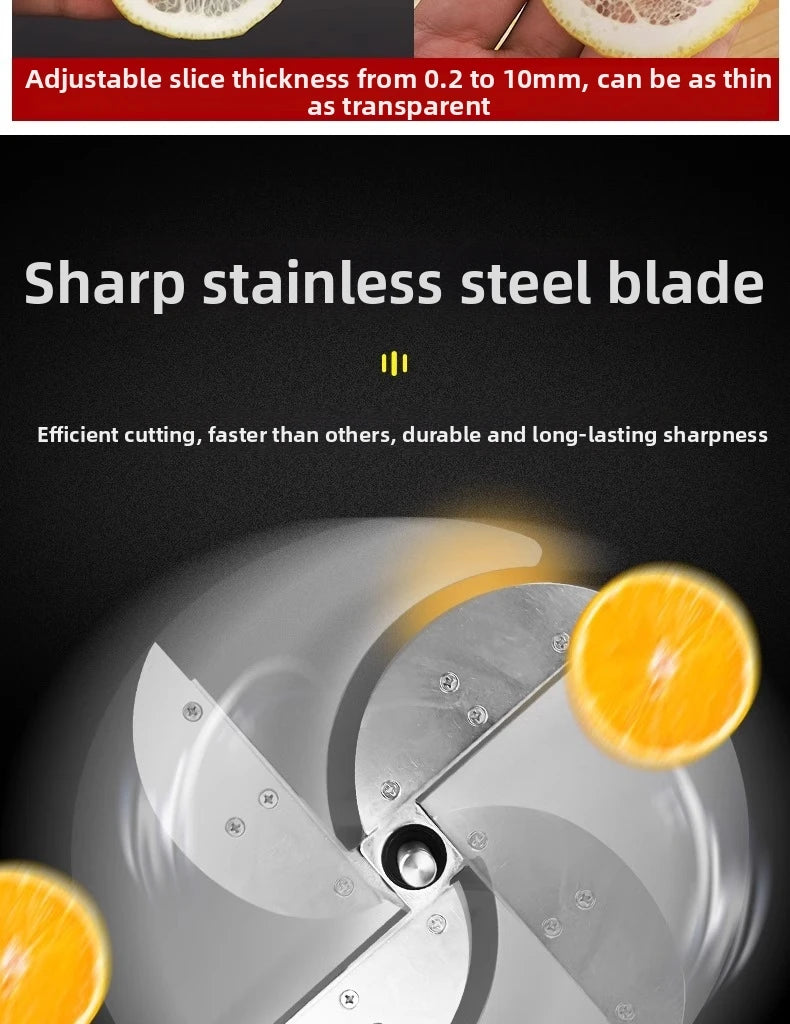 Commercial Stainless Steel Lemon Slicer Hand-Cranked Potato & Vegetable Cutter for Fruits, Lotus Root Multi-Function Kitchen Sl