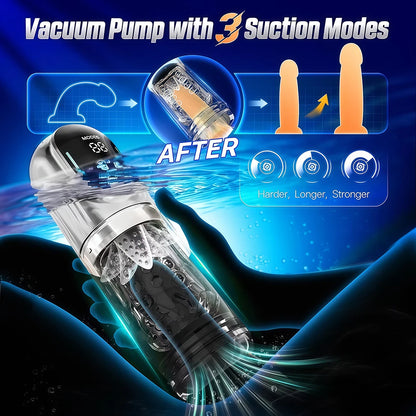 Automatic Male Masturbation Cup Thrusting Rotation Male Masturbator Sucking Licking Vacuum Penis Pump Real Pocket Pussy Sex Toys