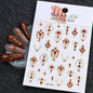 5D Embossed Emerald Gemstones Nail Art Stickers Luxury Golden Frame Baroque Flower Nail Decals Green Rhinestones Nail Supplies