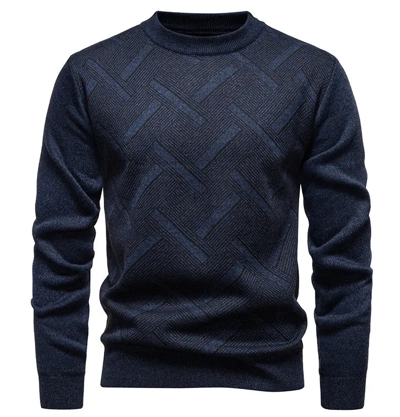 New Sweater Men Casual Knitted Pullover Solid Color Warm Regular Fit Round Neck Sweater Pullovers Mens Sweatwear