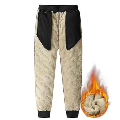 Winter Sweatwear Men Plush Thick Fleece Sweatpant Lambswool Thermal Trousers Casual Pants Waterproof Windproof Warm Pants