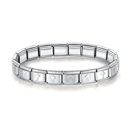 Hapiship 2024 Women's Jewelry 9mm Width Itanlian Elastic Star Heart Butterfly Charm Bracelet Fashion Stainless Steel Bangle ST-