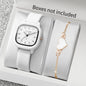 2PCS Fashion Arabic Dial Women Quartz Watch Heart Bracelet Set Square Silicone Strap Wristwatches Reloj Mujer (Without Box)
