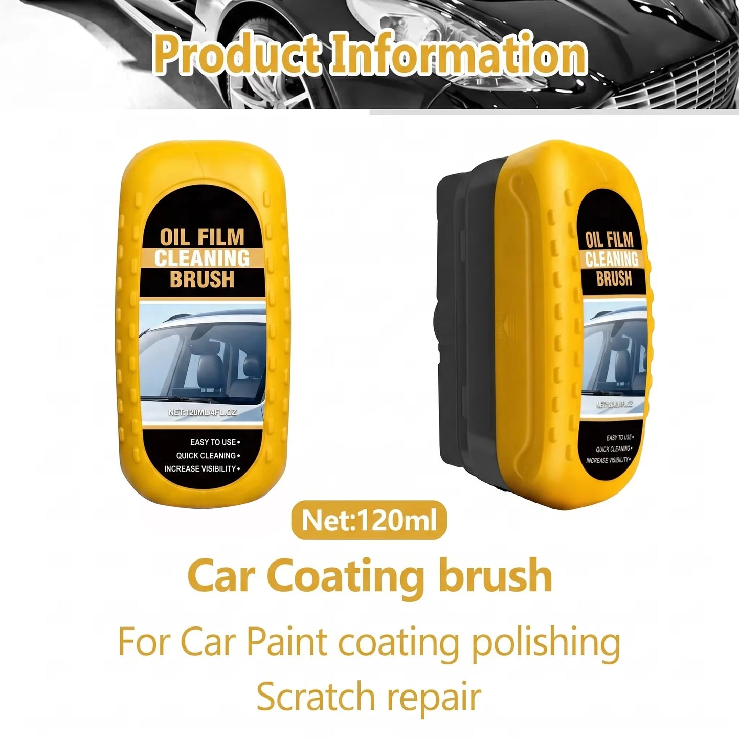 Car Windshield Oil Film Remover Crystal Clear Vision Glass Cleaner Brush For Front Interior Window Windshield Cleaning Care Tool
