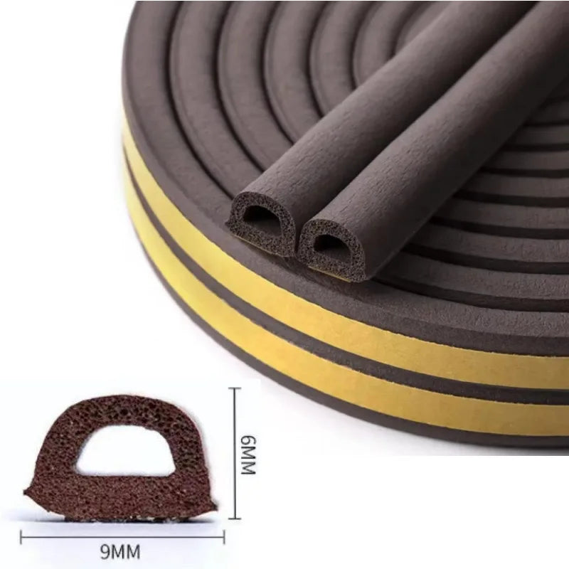 5m/10m Door Seal Strip Self-adhesive Draft Stopper Tape Window Weather Stripping Dustproof Insulation Noise Rubber Sealing Strip