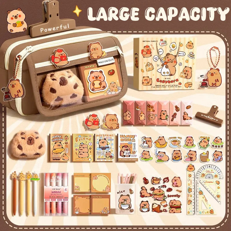 Kawaii Large Capacity Pencil Cases For School Bag Pouch Box 3 Compartments Supply Supplies Girl Boy Kit Cute Stationery Zippers