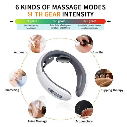 Ems Electric Neck Massager 6-Mode 9-Speed Massager Muscle Relaxation Battery Neck Massager Tool Relax Cervical Neck Protector