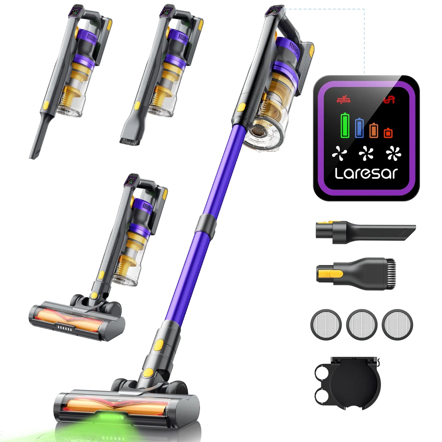 Laresar X11 Wireless Vacuum Cleaner 550W 55000Pa Suction Power Handheld Smart Home Dust Cup 60 Minutes Runtime 3 Piece Filter Set