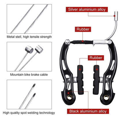 2 komplektai Dviračių V stabdžių rinkiniai Aliuminio lydinio kalnų dviračių V stabdžių apkaba Nuimama reguliuojama dviračio stabdžių apkabos priedai