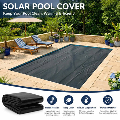 Solar Pool Cover 600x400cm, 200 Micron Thickened Bubble Blanket, Heat Retention And Evaporation Reduction, For Outdoor Rectangular Swimming Pools, Blue