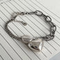 100% Solid 925 Sterling Silver Retro Bracelet for Women Men Vintage Handmade Heart Bracelet Birthday Gift