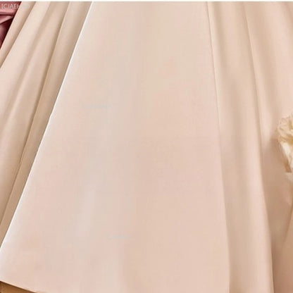 White Wedding Dress for Girls New Satin Princess Party Gown Clothes Children Birthday Host Piano Performance Pageant Costume