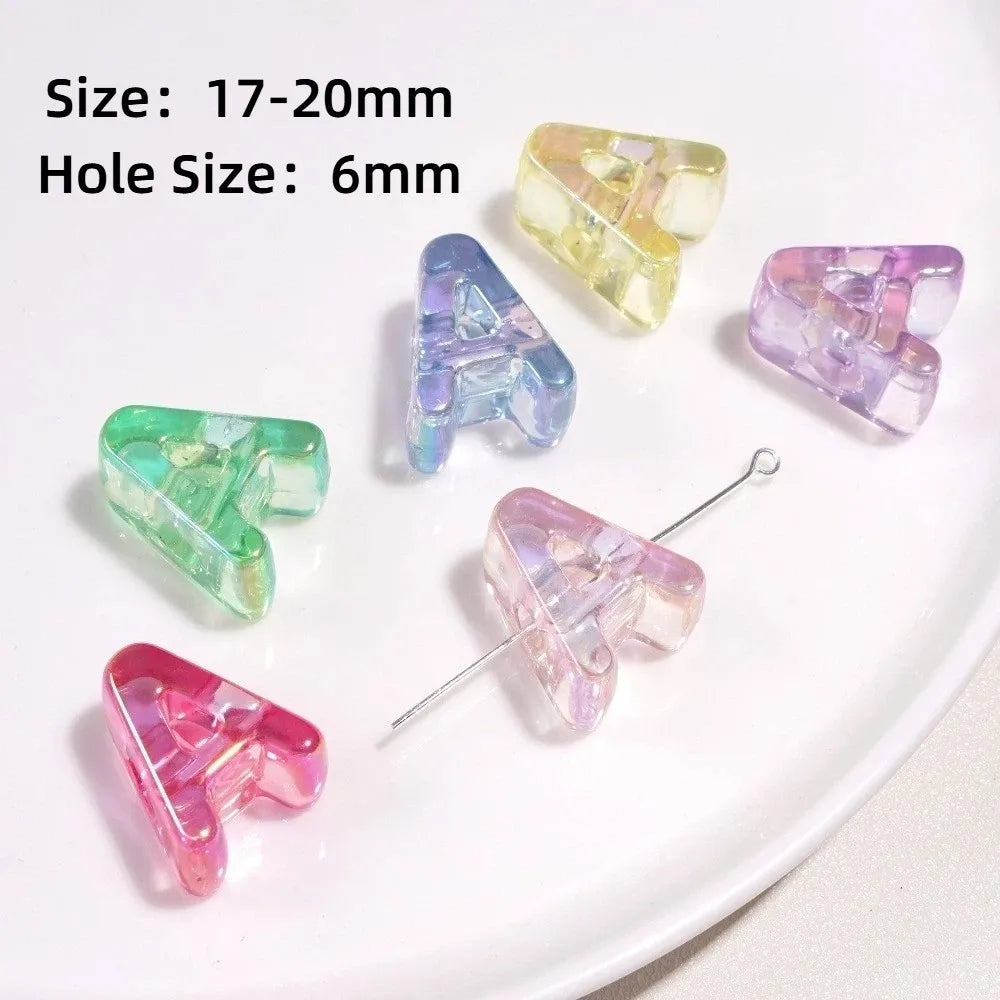 10pcs New Acrylic Iridescent Beads DIY Keychain Mixed Color Letter Beads Bag Charm Phone Chain Jewelry Making Beads Gifts Giving