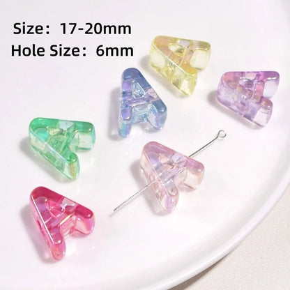 10pcs New Acrylic Iridescent Beads DIY Keychain Mixed Color Letter Beads Bag Charm Phone Chain Jewelry Making Beads Gifts Giving
