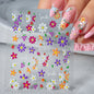 5D Pink Blue Floral Nail Art Stickers Petals Leaf Plant Embossed Nail Decals Spring Summer Flower Design for DIY Nail Supplies