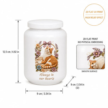 Custom Pet Memorial Ashes Urn with AI Generated Photo Ceramic Relief | Personalize with Name Or Memorial Message | 2D Printed No