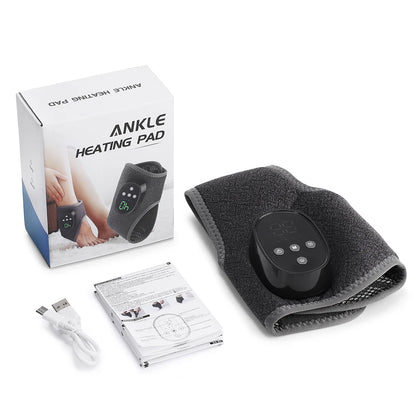 Cordless Electric Ankle Guard 4-Level Heated Vibration Massager Hot Compress Ankle Brace for Left And Right Foot