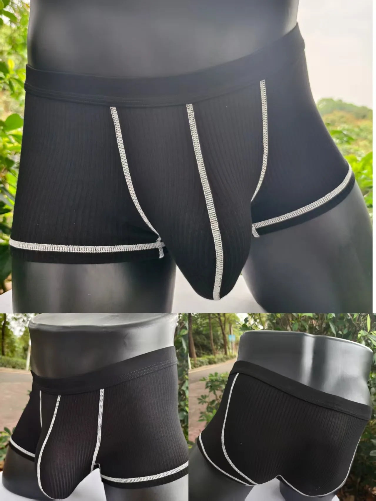 Large-bag personalized design men's underwear, sweat-absorbing, thin, breathable, U-convex four-corner men's underwear