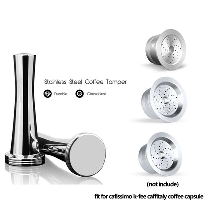 Coffee Tamper Stainless Steel Powder Hammer Pressing For Dolce Gusto Nespresso Delonghi Bocsh Capsule & Portafilter with Spoon