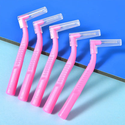 100pcs L-Shape Interdental Brush Wire Orthodontic Interdental Brush Orthodontic Toothbrush Soft Bristle Oral Care
