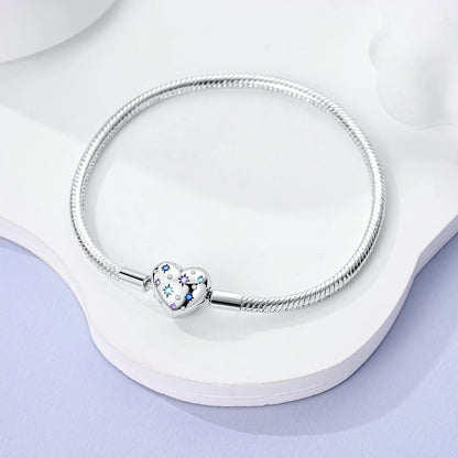 New Charm Bracelet 925 Silver Heart Shape Holy Mother Snake Chain Clasp Bracelet Fit Original Bead DIY Fashion Jewelry