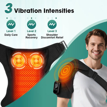 Electric Shoulder Massager Heating Pad Vibration Massage Support Belt Shoulder Thermal  Brace