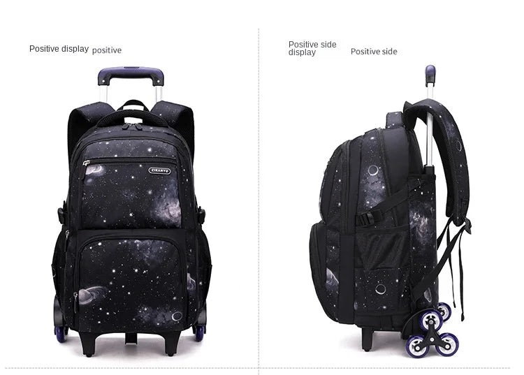 School Bag Kids Rolling Backpack for Boy Wheeled Backpack School Bag With Wheels Trolley Bookbag Carry on Luggage with Lunch Bag