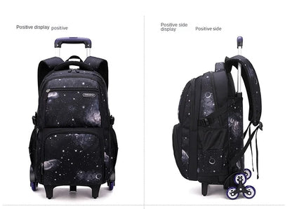 School Bag Kids Rolling Backpack for Boy Wheeled Backpack School Bag With Wheels Trolley Bookbag Carry on Luggage with Lunch Bag